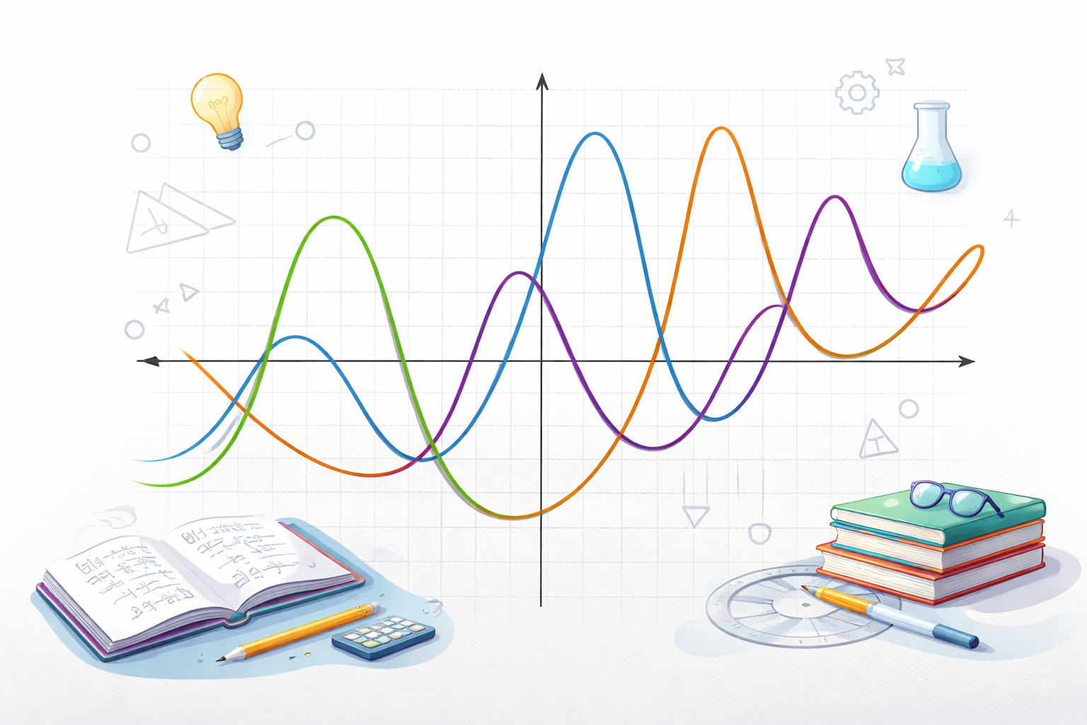 Illustration of various polynomial curves showing different degrees and curvatures.